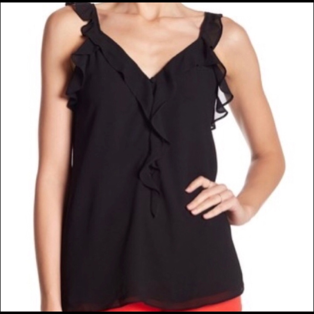 New! Beautiful Black Blouse ruffle tank - Picture 5 of 7